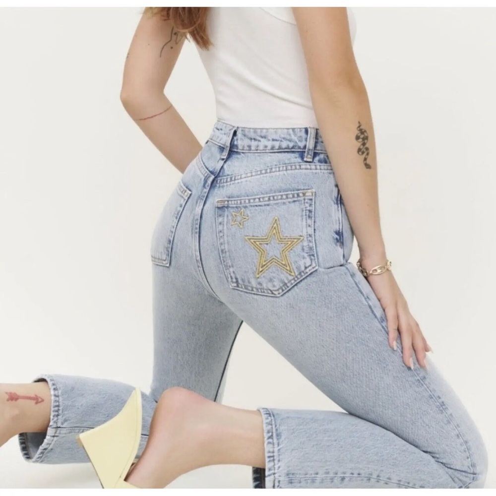 Reformation Cynthia high rise straight jeans - star ebroided sloane